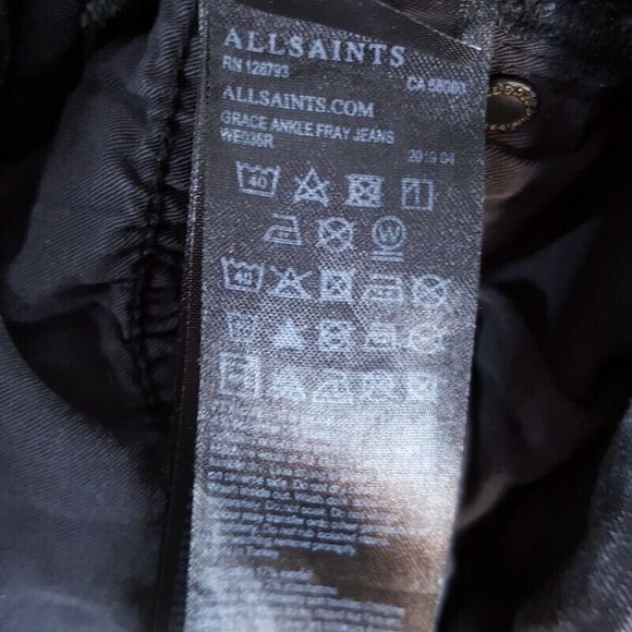 ALL SAINTS Womens Jeans Size 27 Charcoal Wash Skinny GRACE Ankle Fray Distressed - Picture 9 of 11